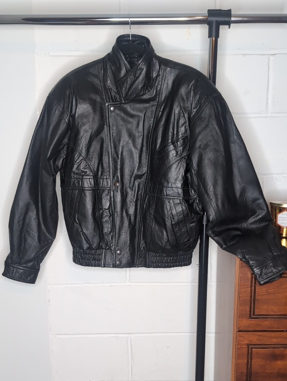 Vintage 80s G-III Black Leather Bomber Jacket